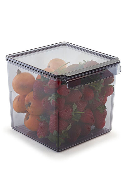 Prima Nova Refrigerator Organizer with Lid Inside Cabinet Organizer Storage Container 165*178*160mm Transparent Black 3 Pieces