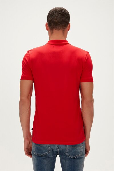 Bad Bear Cord crimson red red polo collar zippered men's t-shirt