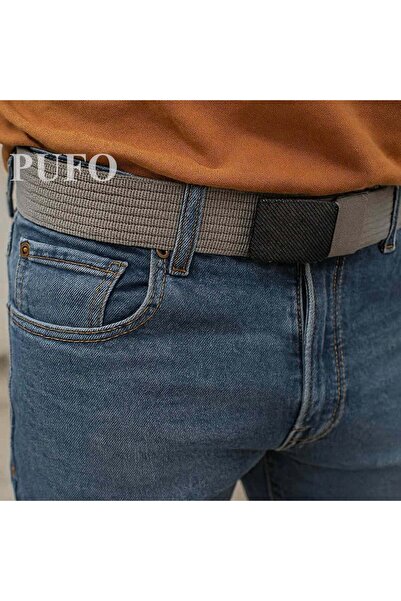 PUFO Men's belt Pufo Casual Fit 3.8 x 120 cm, metal buckle, gray
