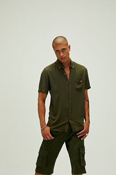 Bad Bear Frank Shirt Haki Yeşil Kısa Kollu Erkek Gömlek