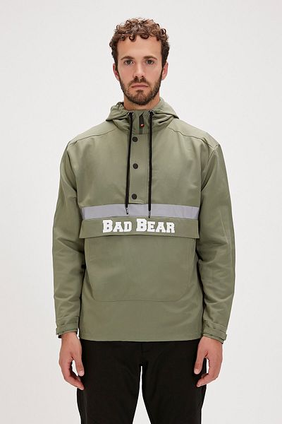 Bad Bear Reflect Windbreaker Thyme Green Kangaroo Pocket Men's Windbreaker