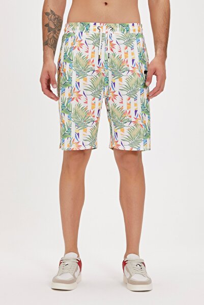 Bad Bear Bloom White Men's Shorts - Printed