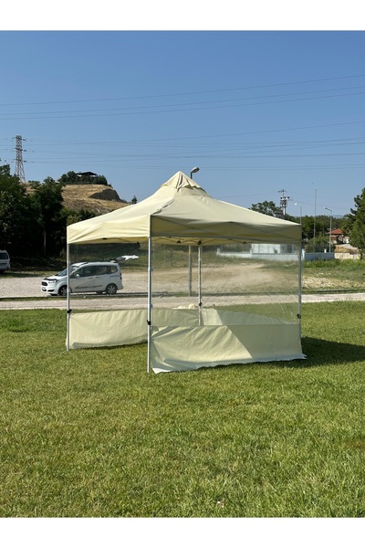 SEVİLBRANDA 3x3 GAZEBO TENTE ( 3 Kenar Şeffaf Perdeli )