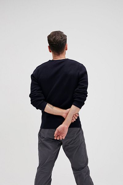 Bad Bear سترة تريكو للرجال باللون الأزرق الداكن من Dapple Knit
