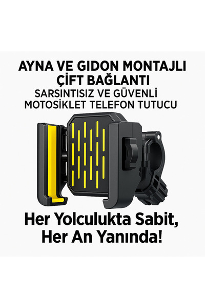 BLUE İNTER Qasul Bisiklet,motorsiklet, Atv Için Gidon Ve Ayna Bağlantılı Telefon Tutucu