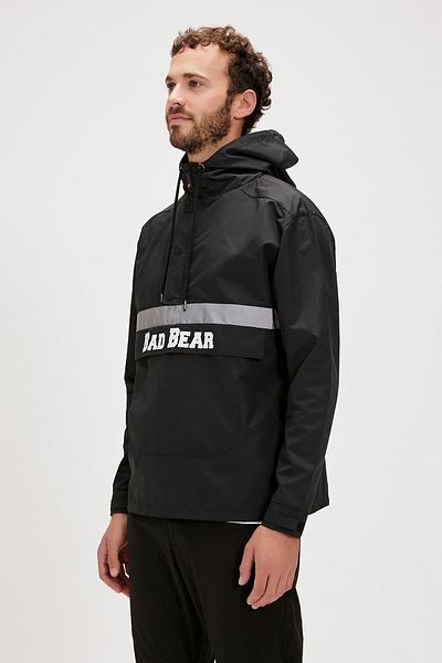Bad Bear سترة واقية من الرياح للرجال باللون الأسود مع جيب الكنغر