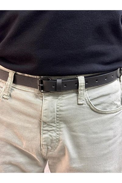 Gesa Men's Thin Old Money Black Belt 2.5 cm