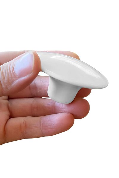 GLASWEN Plastic Handle White Cambered Button Furniture Kitchen Wardrobe Cabinet Single Screw Drawer Handle Handles