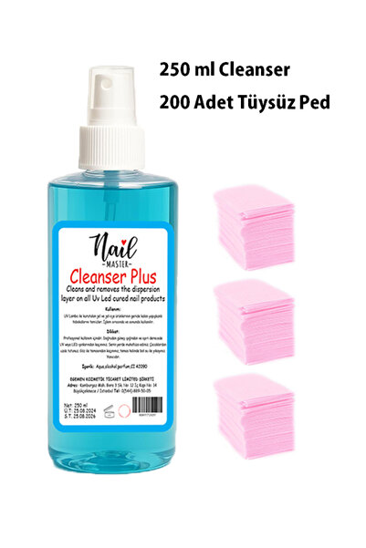 Nail Master Yapışkan Tabaka Temizleyici Kalıcı Oje Protez Tırnak Jel Kat Temizleme Cleanser Tüysüz Mendil Seti