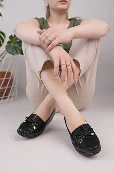 Nesil Shoes Ayzen 4020 Black Wedge Heel Women's Shoes