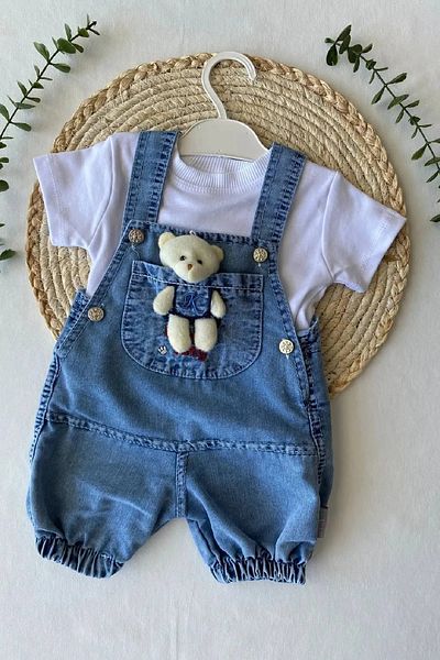 Modomood Baby Denim Salopet with Teddy Bear