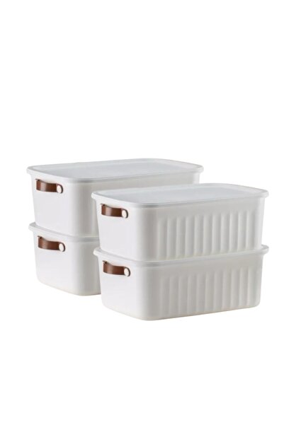 Bayev Set of 4 White 10 Lt Boxsis Multi-Purpose Box with Lid Closet Organizer Organizer - Hobby Box
