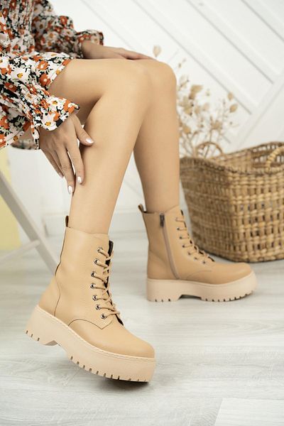 Nesil Shoes Ghete pentru femei İfs 772 Nude - Cu talpă groasă