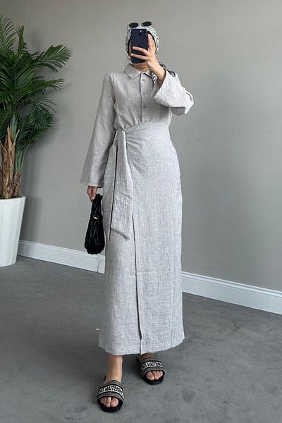 My Blog Dark Gray Skirt Suit - With Tie Detail