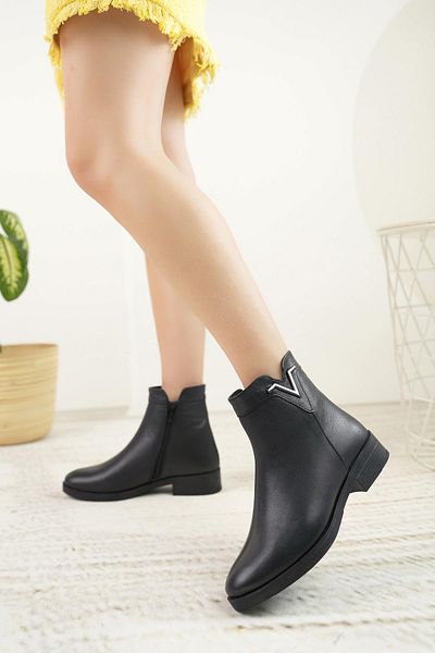 Castle Black 21893-1 Black Genuine Leather Winter Women's Boots