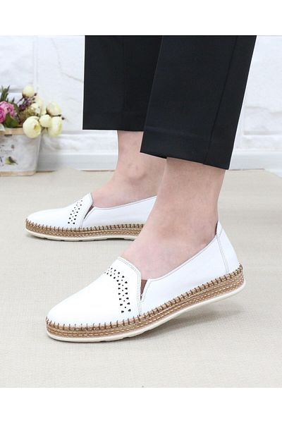 Nesil Shoes Syg P51 White Genuine Leather Women's Shoes