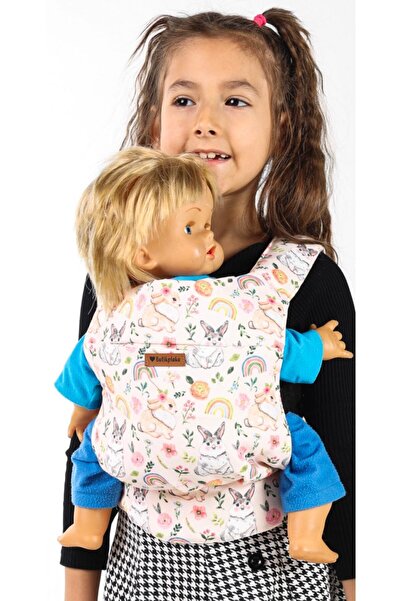 BUTİKPLAKA Mini Kanguru/oyuncak Kanguru/kız Çocuk Ana Kucağı/tavşan Desen