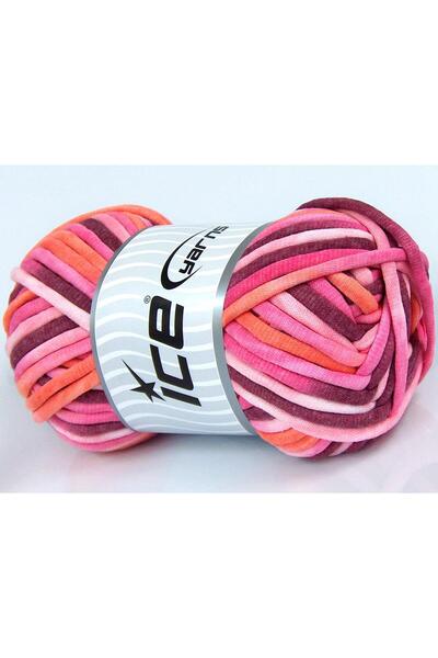 Ice yarns 1×250 جرام. خيوط قطنية جامبو ملونة، ألوان برتقالية، مارون، وردية، خ...