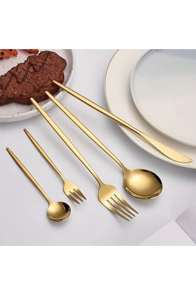 LIXADA 30-Piece Gold dinner Set, Flatware Set for 6, Food-Grade Stainless Steel Cutlery Set