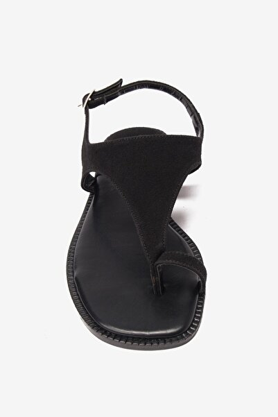 Seniorah Black Suede Flip Flops Women's Sandals