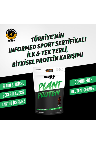 Water Up WUP Plant Protein, B1-B6-B12, Çinko, Yüksek Lif, Çikolata, Maya & Bezelye Bitkisel Protein, 20 Pors.