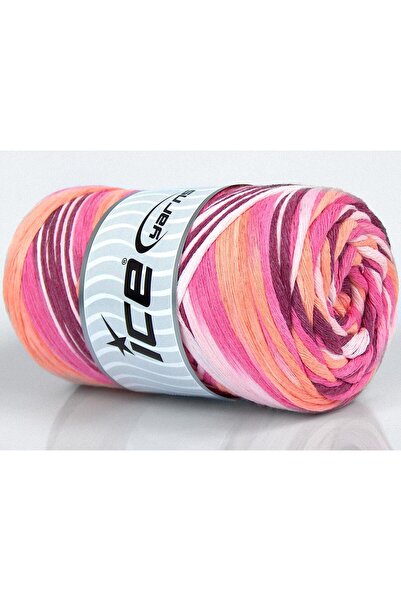 Ice yarns 1×250 جرام. خيوط قطنية طبيعية بلون 3 مم، ألوان برتقالي، مارون، وردي...