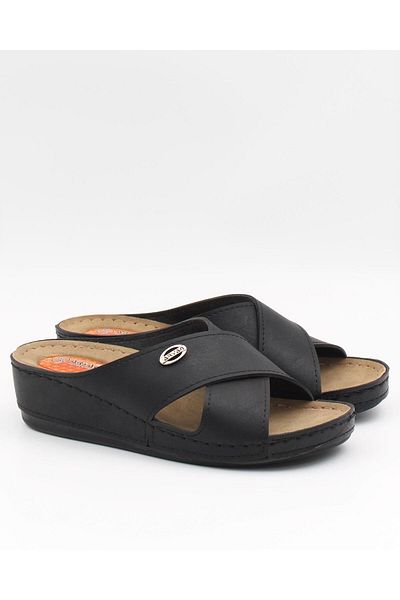 ARYAN 063 Gel Black Anatomical Wedge Women's Slippers