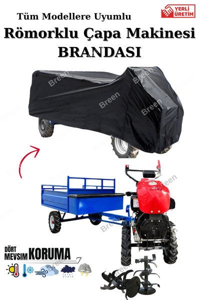 Breen Römorklu Çapa Makinesi Brandası Siyah– 2,50 Metreye Kadar Uyumlu, Su Geçirmez, Güneşten Korur