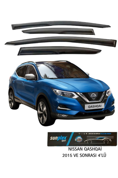 SUNPLEX Nissan Qashqai 2015 Ve Sonrası Cam Rüzgarlığı Takım 4'lü Takım Rüzgar Kesici Yağmur Önleyici
