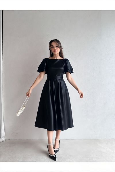 ESSEDRESS Lisa Γυναικείο Σατέν Βραδινό Φόρεμα 583219 Μαύρο