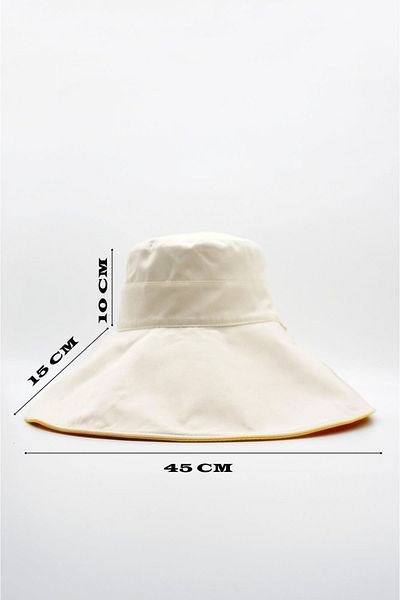 Külah Women's Oversize Beige UV Protective Bucket Beach Hat