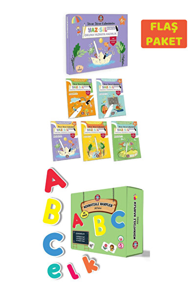 Çocuk Akademi Yaz Sil Serisi Okuma Yazmaya Hazırlık Seti ve Mıknatıslı Harfler