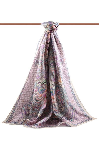 Vissona Πέτρα με σχέδιο 100% Silk Etro - Σάλι Indigo Colored