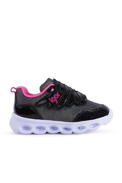 IGOR Girl's Lighted Velcro Sports Shoes Bc10001 Bella Fucsia Black