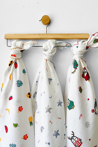 COOLMINIES Multi-Purpose Muslin Blanket Set of 3, Muslin Newborn Baby Blanket, 100% Cotton Muslin Cloth, 80*90 cm