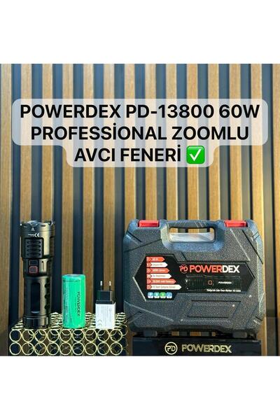 powerdex Pd-13800 Profesyonel Büyük Avcı Feneri 60w 6000 Lümen Zoomlu
