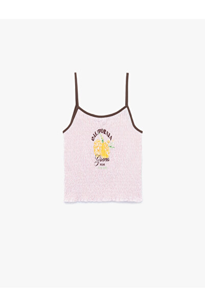 Koton Slim Fit Askılı Baskılı Gipeli Kolsuz Bluz