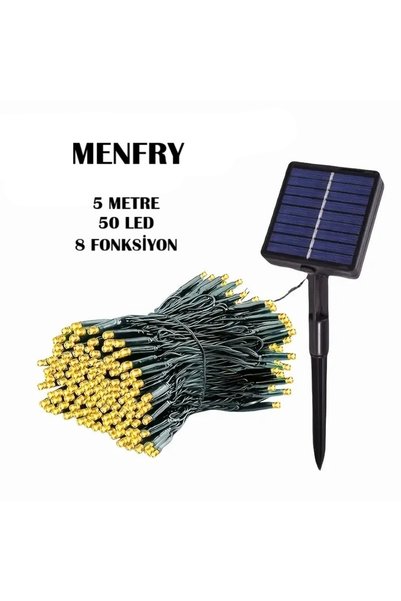 MENFRY Solar Güneş Enerjili 5 Metre 8 Fonksiyonlu Gün Işığı Bahçe Balkon Ağaç...