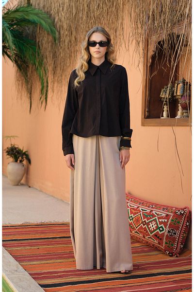 Fatma Atasoy Linen Stone Skirt Trousers