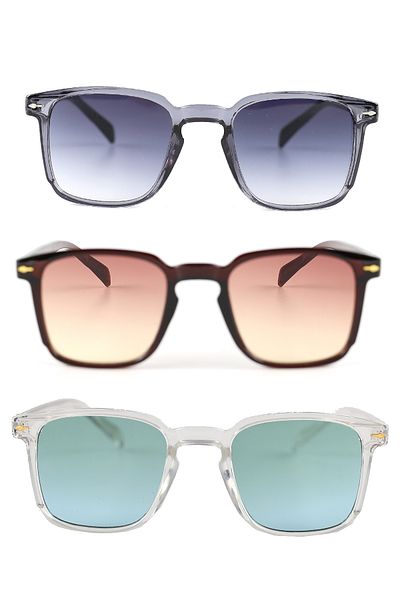 Lozzo 3-Piece Advantage Set Colorful Unisex Uv400 Square Sunglasses 23043