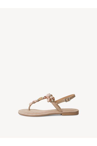 Tamaris Women's Toe Separator Sandals Toe Separator 1-28163-42 Cream 430 Ivory Comb Leather and textile with TOUCH-