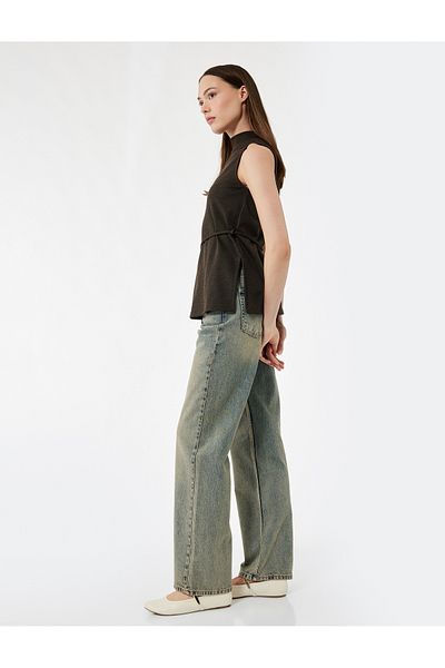 Koton Cotton Straight Cut Straight Leg Jean Trousers - Straight Jeans