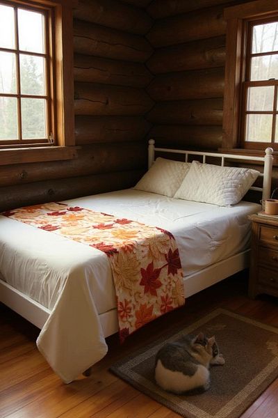 GMhome Autumn Leaf Pattern Digital Print Bedspread - Bed Runner