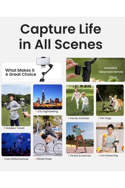 Hohem iSteady X3 3-axis Palm Foldable Smartphone Gimbal Stabilizer for iPhone with Extendable Rod