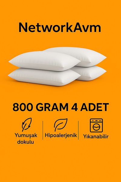 NetworkAvm Handy 4-пакет ролки възглавници 1000 грама 50x70 см