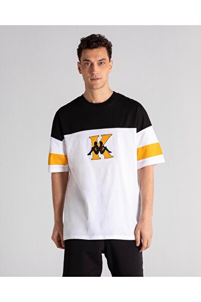 Kappa Αυθεντικό ανδρικό μπλουζάκι Suzene σε λευκό-μαύρο χρώμα Comfort Fit