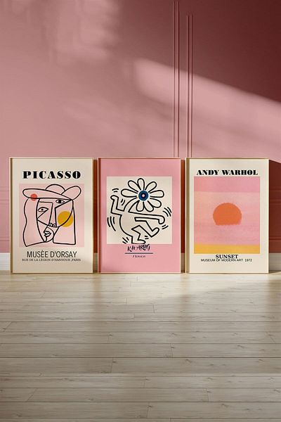 Buka Shops Picasso Flower Andy Warhol Pictură din 3 piese, set de postere - fără încadrare