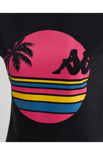 Kappa Γυναικείο T-Shirt Sand Pakita - Μαύρο-Φούξια, Comfort Fit