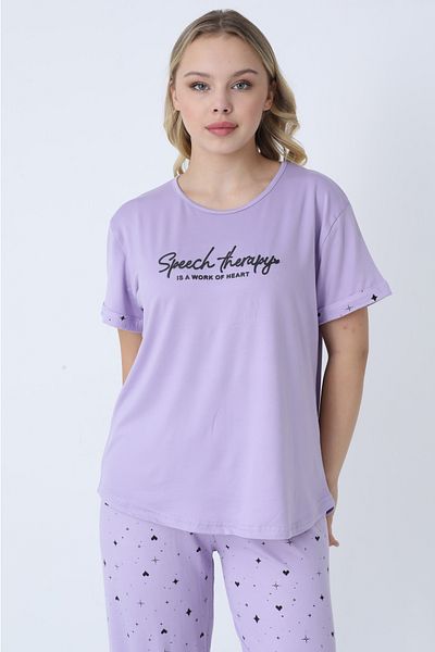 TURAY Happiness Bamboo Short Sleeve Women's Lilac Pajama Set