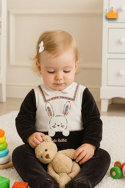 Babyhola Velvet Baby Girl Jumpsuit with Booties 12572
